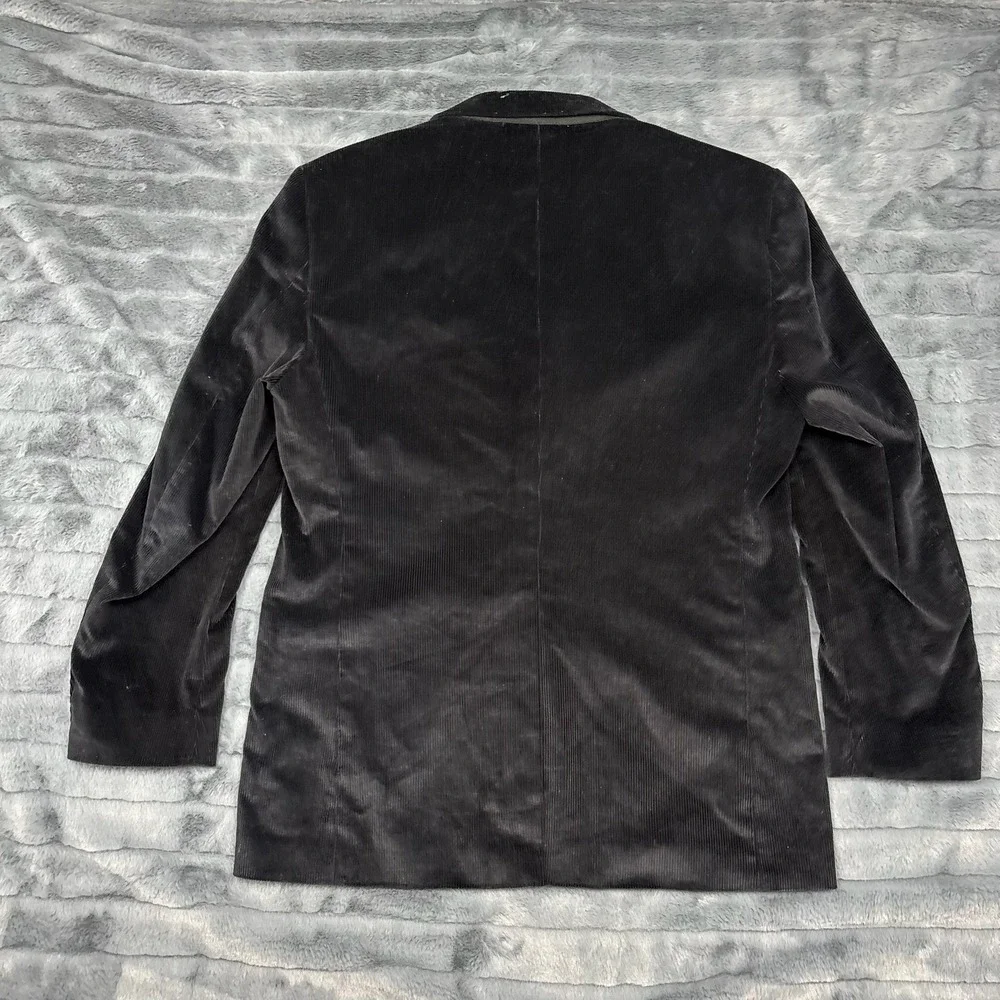 Stafford Essentials Corduroy Blazer Mens 40R Black Classic 2 Button Sport Coat